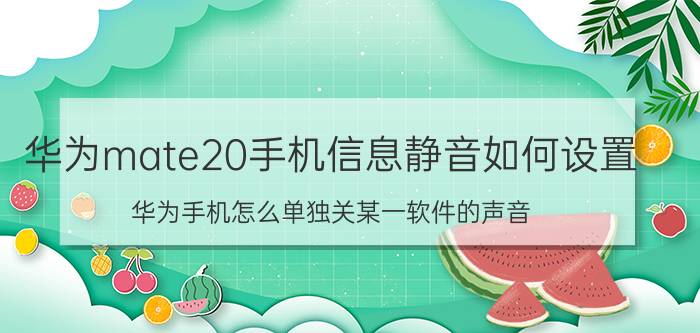 华为mate20手机信息静音如何设置 华为手机怎么单独关某一软件的声音？